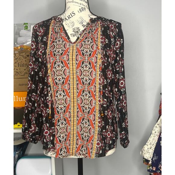 Mason & Belle SMALL Black Axelle Tie Front Top - Stitch Fix Boho Bead Detail - Picture 13 of 13